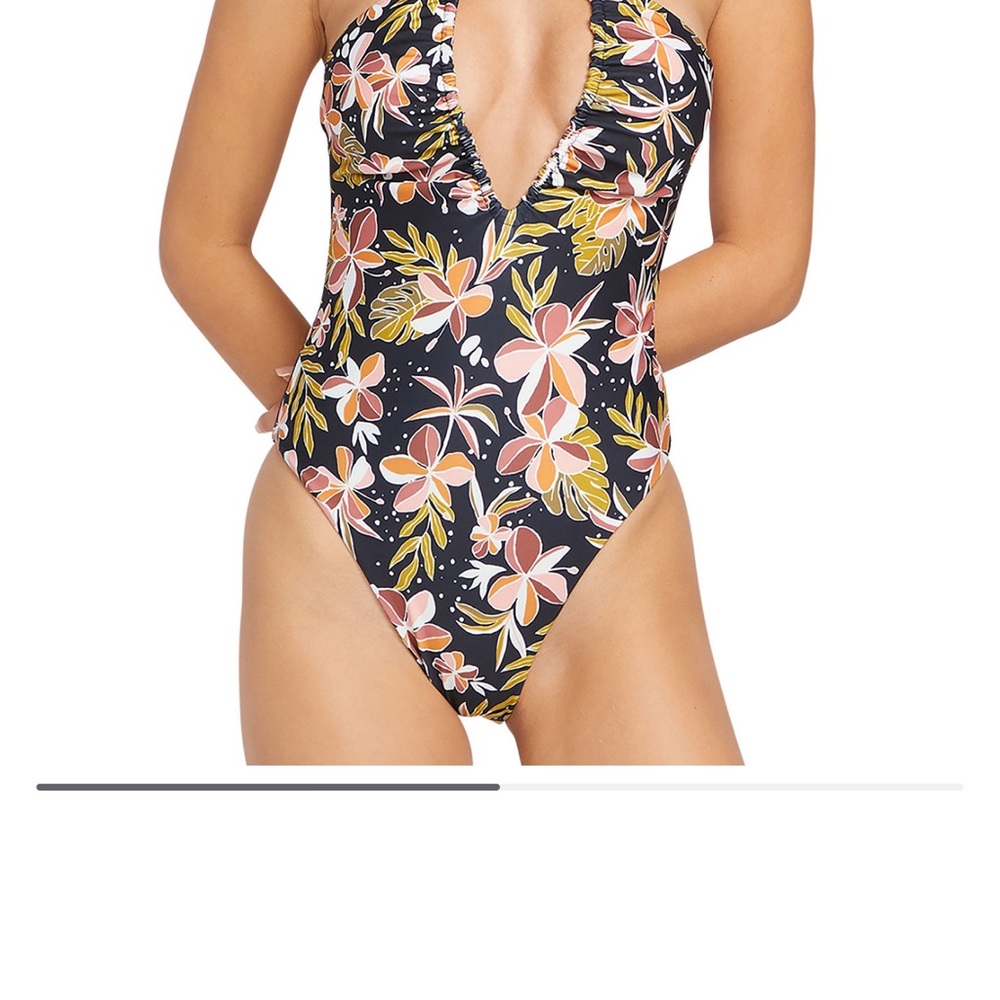 Volcom Fronds Forever Printed Halter One-Piece Swimsuit - size XL